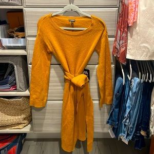 NWT Express mustard yellow sweater dress (midi)